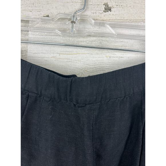 Zozo Women’s 10 Black Linen Blend Wide Leg Crop Pants Fringe Hem Boho - Picture 5 of 7